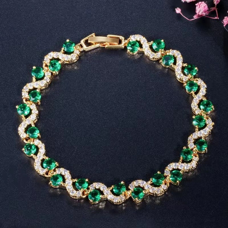 Diamond-studded Colorful Diamond European And American Style Chic Bracelet For Women