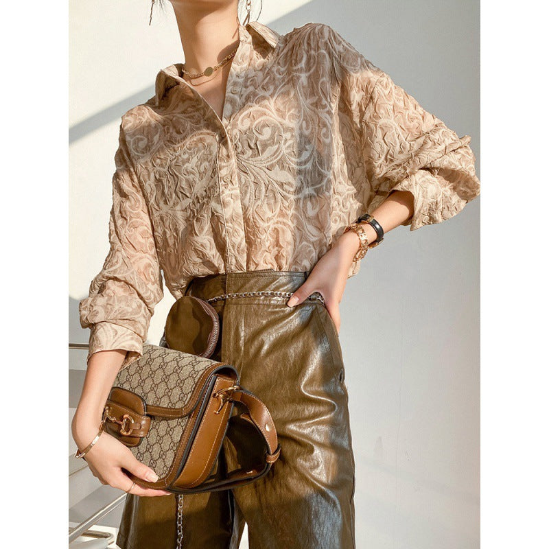Jacquard Shirt Temperament Chiffon Shirt