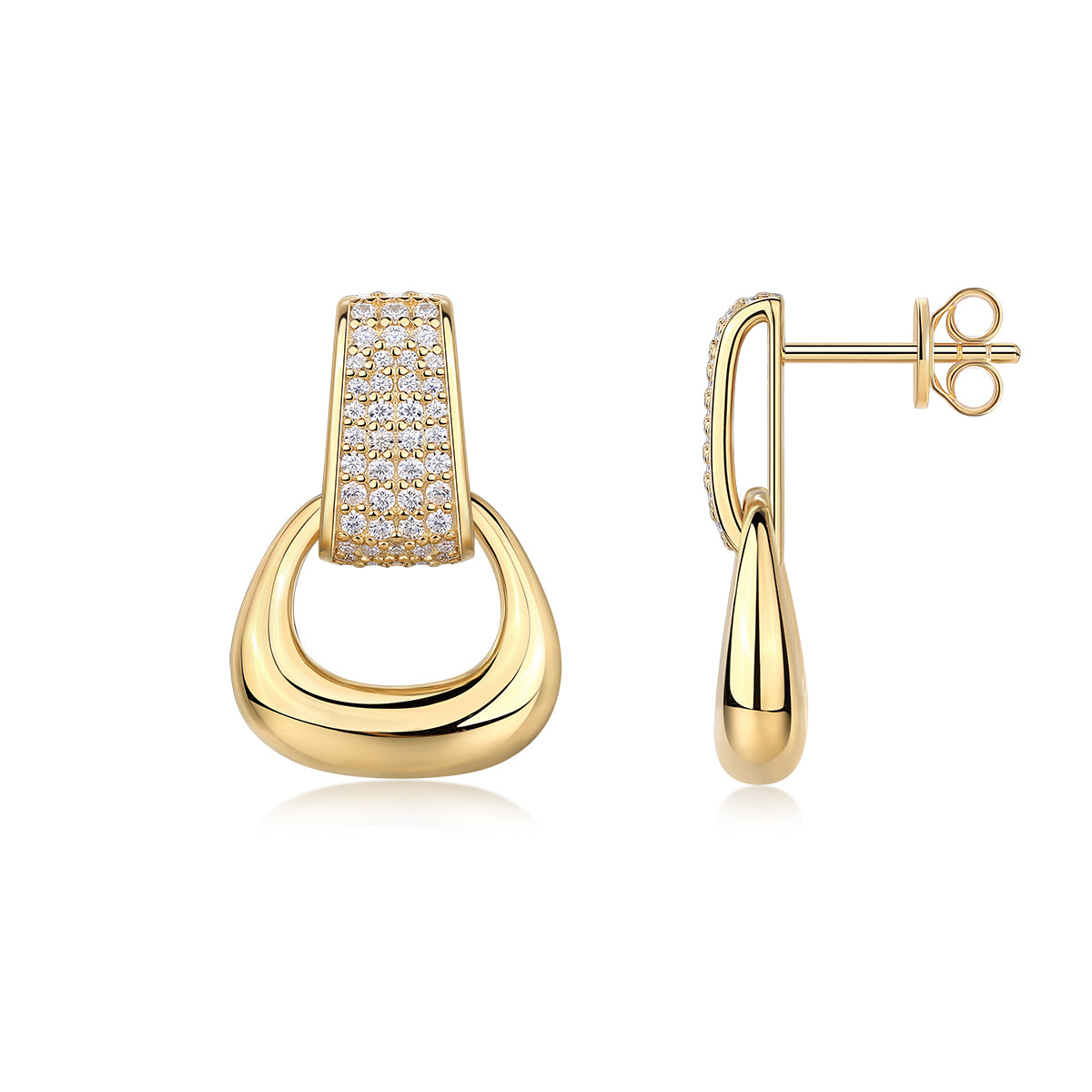 All-encompassing - Top-quality Moissanite Luxury, Fashionable And Light Luxury Jewelry, Silver Stud Earrings S925 Silver Plated With Gold