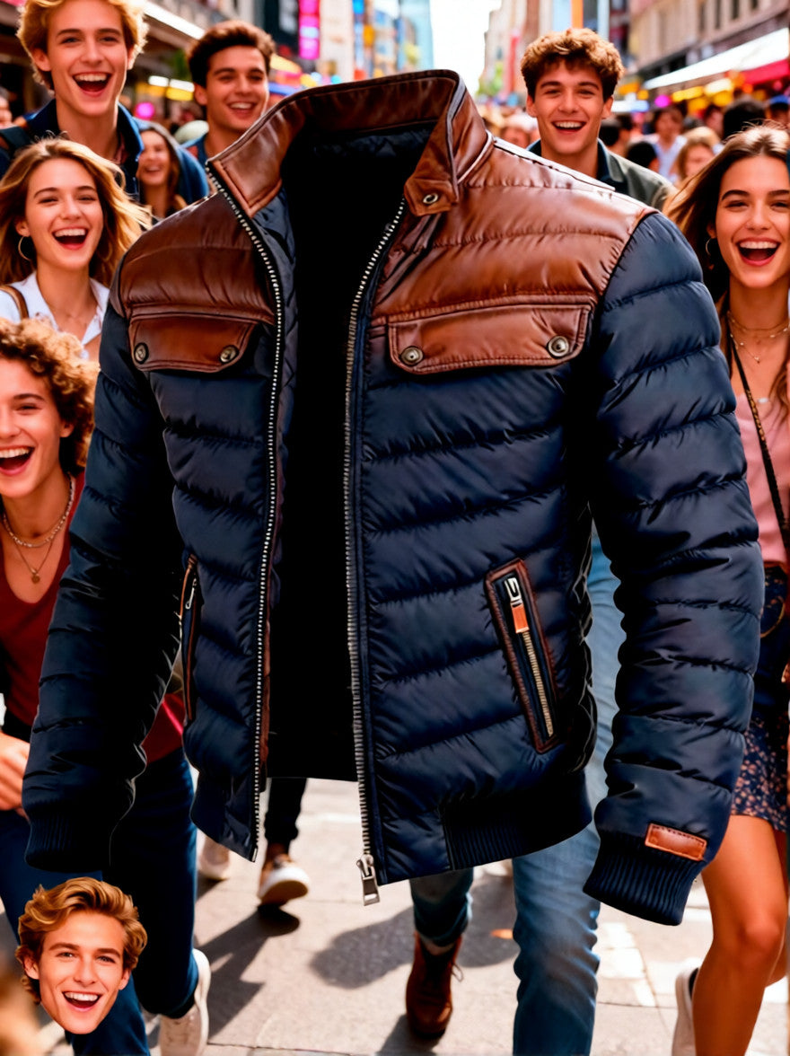 Color-block Cotton Jacket With A Zipper