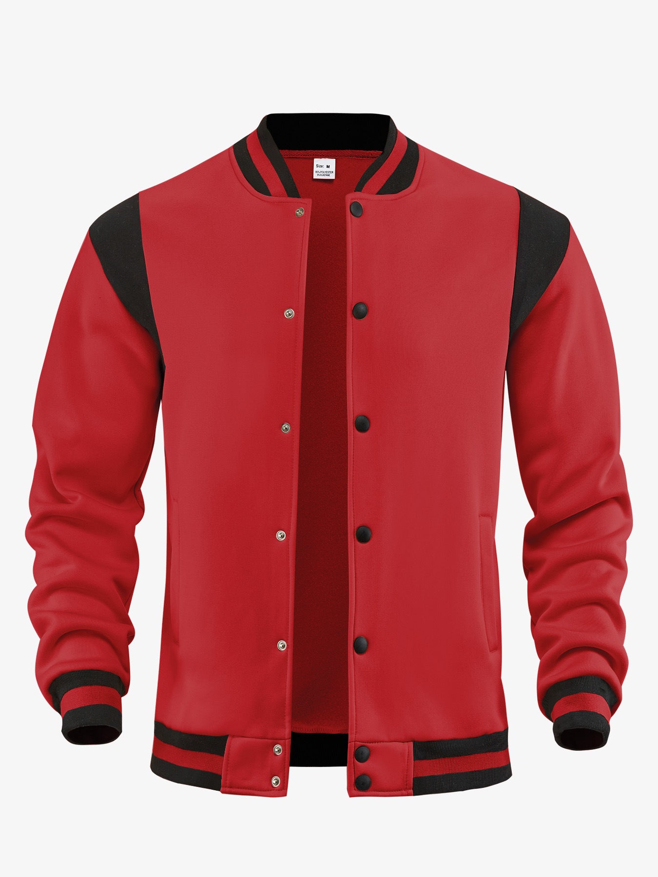 Casual Sporty High-street Fleece-lined Cardigan With Patchwork Design And Stand-up Collaraviator Baseball Jacket