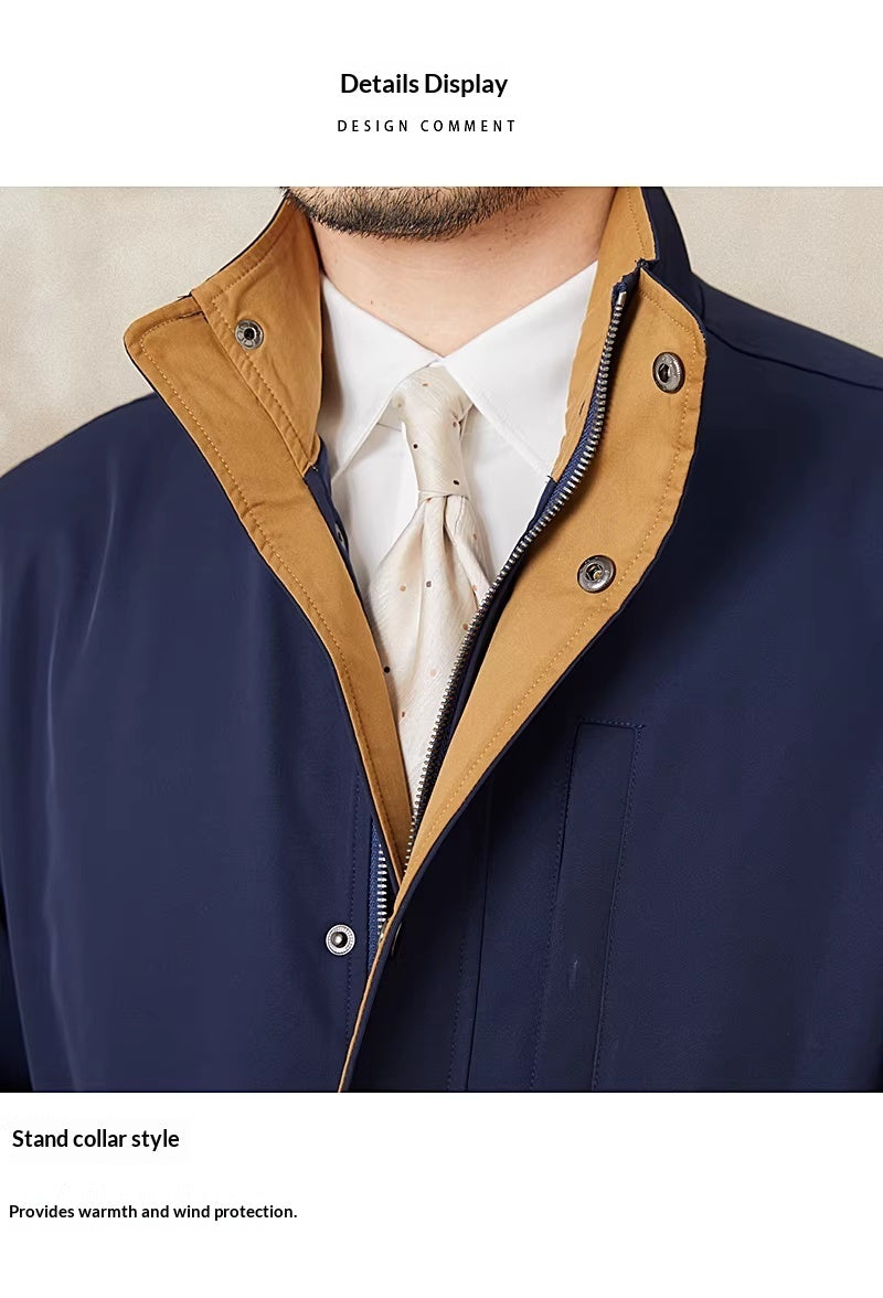 Autumn And Winter Waterproof And Windproof Stand Up Collar Color Blocked Waist Cinched Italian Jacket