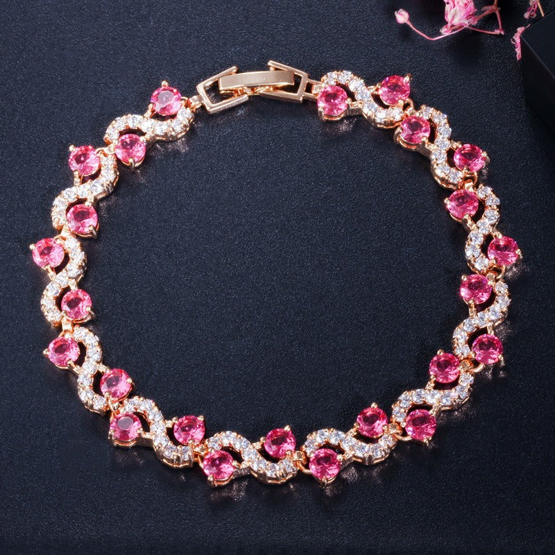 Diamond-studded Colorful Diamond European And American Style Chic Bracelet For Women