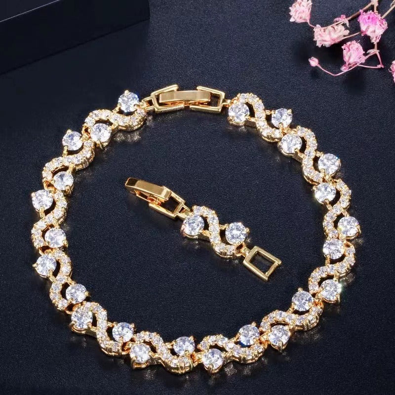 Diamond-studded Colorful Diamond European And American Style Chic Bracelet For Women