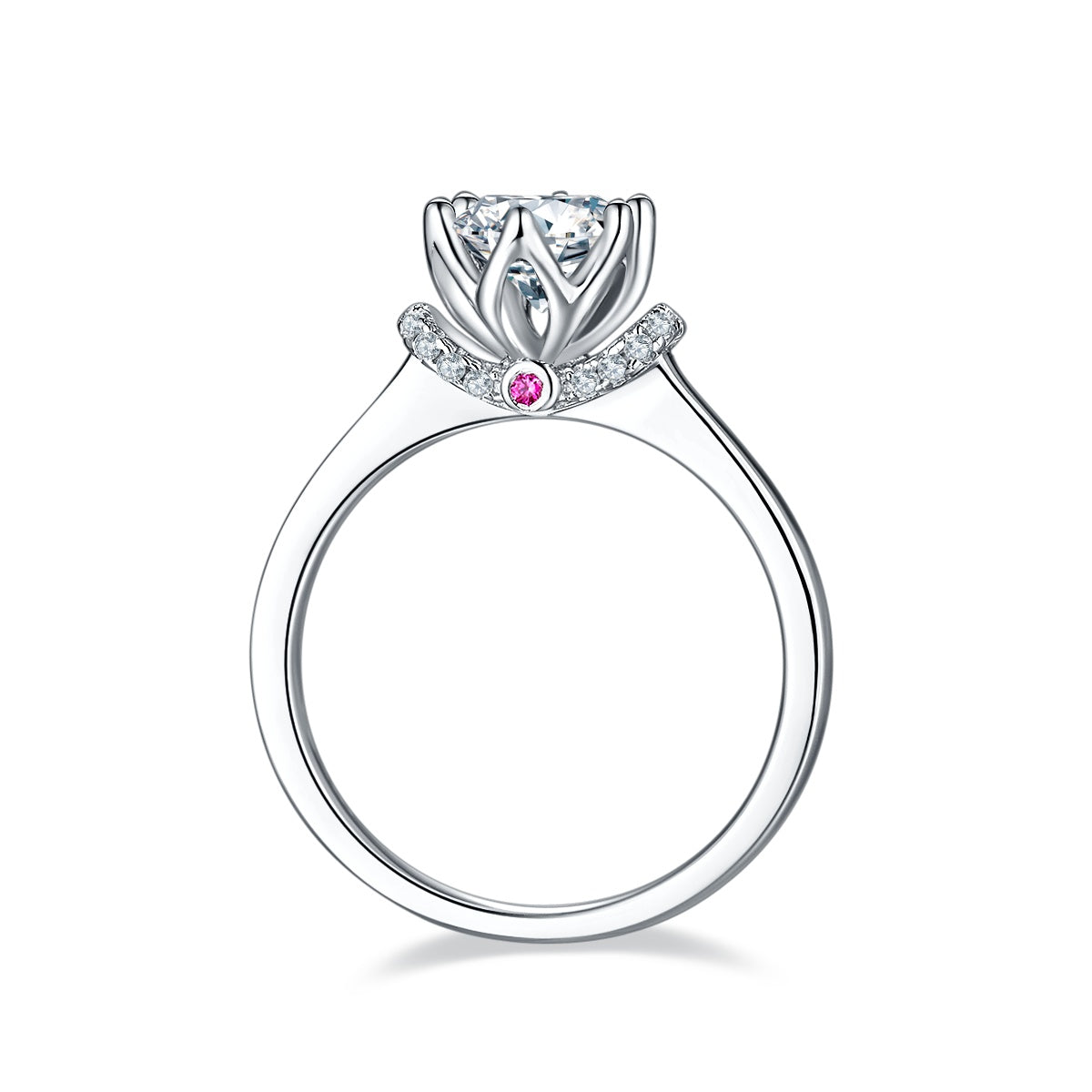 A Luxurious And Fashionable Light Luxury Jewelry Silver Ring Set With Top-quality Moissanite, S925 Silver Plated With Platinum