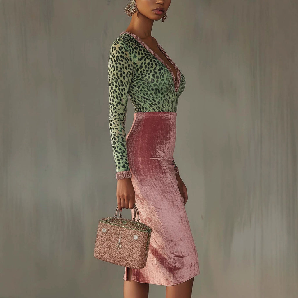 Shiny, Stretchy Velvet Bodycon High-waist Mermaid Skirt