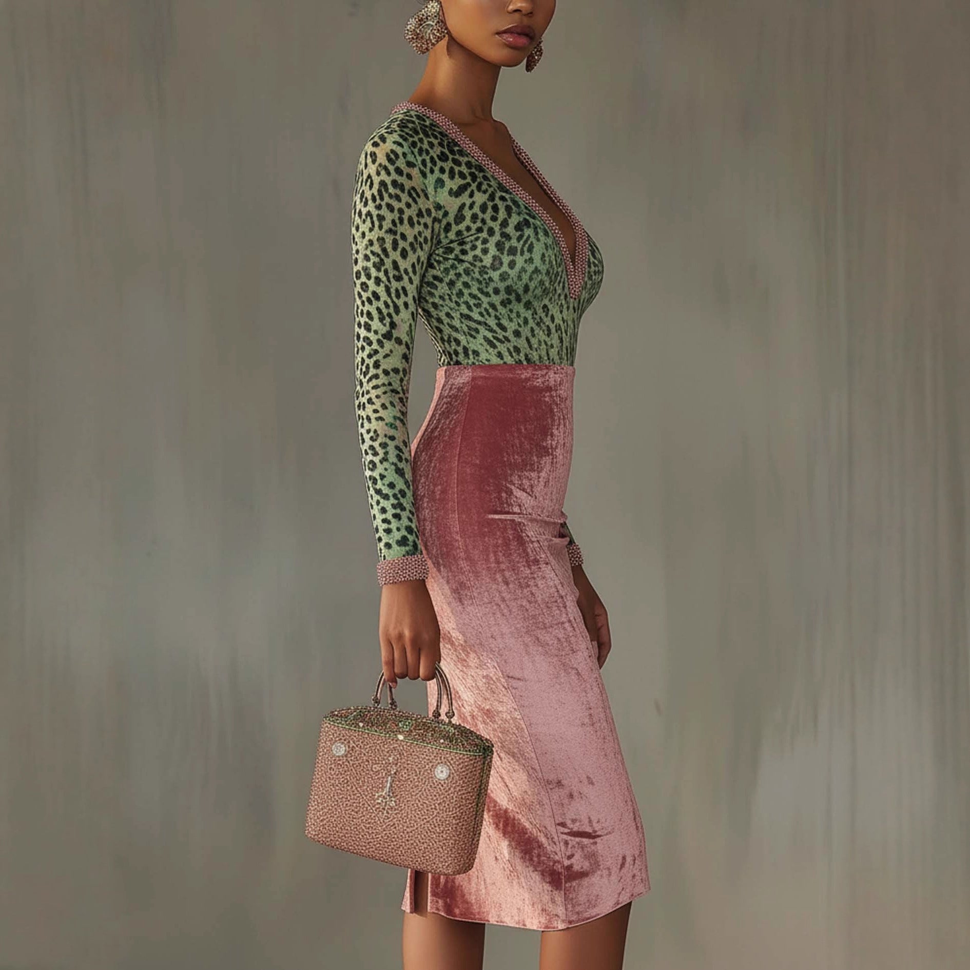 Shiny, Stretchy Velvet Bodycon High-waist Mermaid Skirt