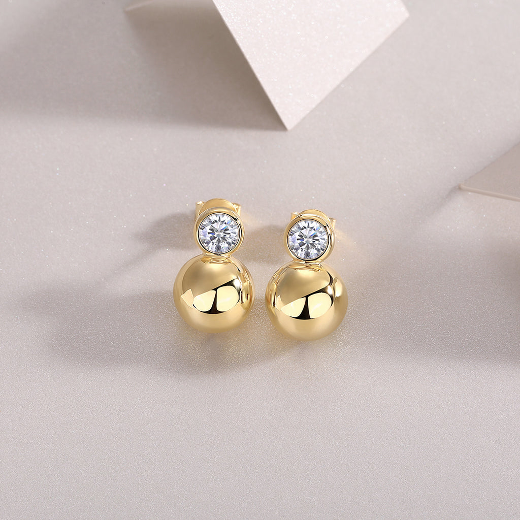 Crystal Drop Earrings - Set With Top-quality Moissanite Luxury Fashion Light Luxury Jewelry Silver Stud Earrings S925 Silver Electroplated Gold
