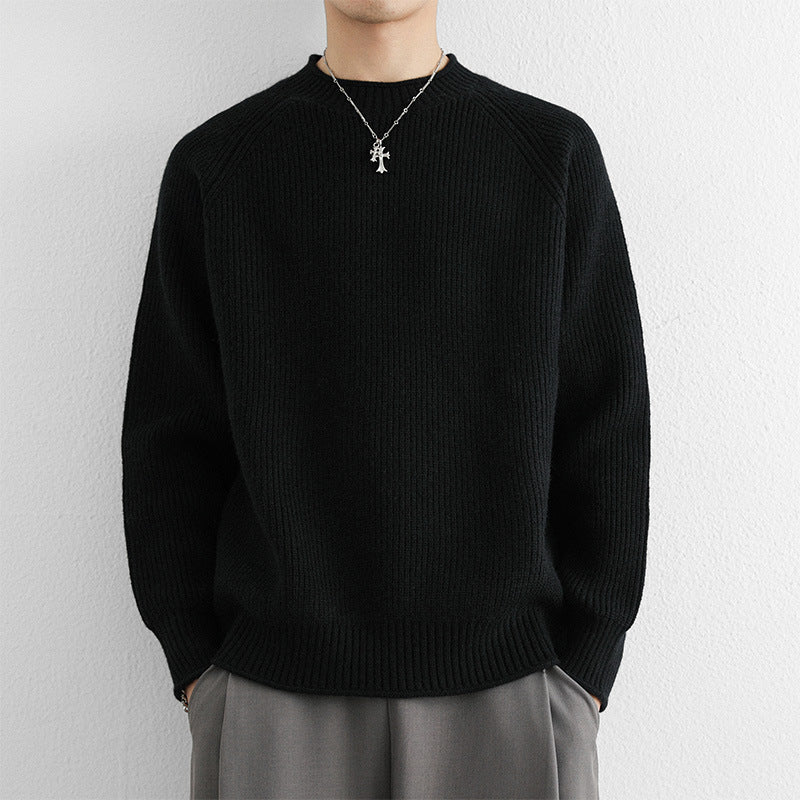 Chunky-knit Crew-neck Warm And Loose-fitting Sweater
