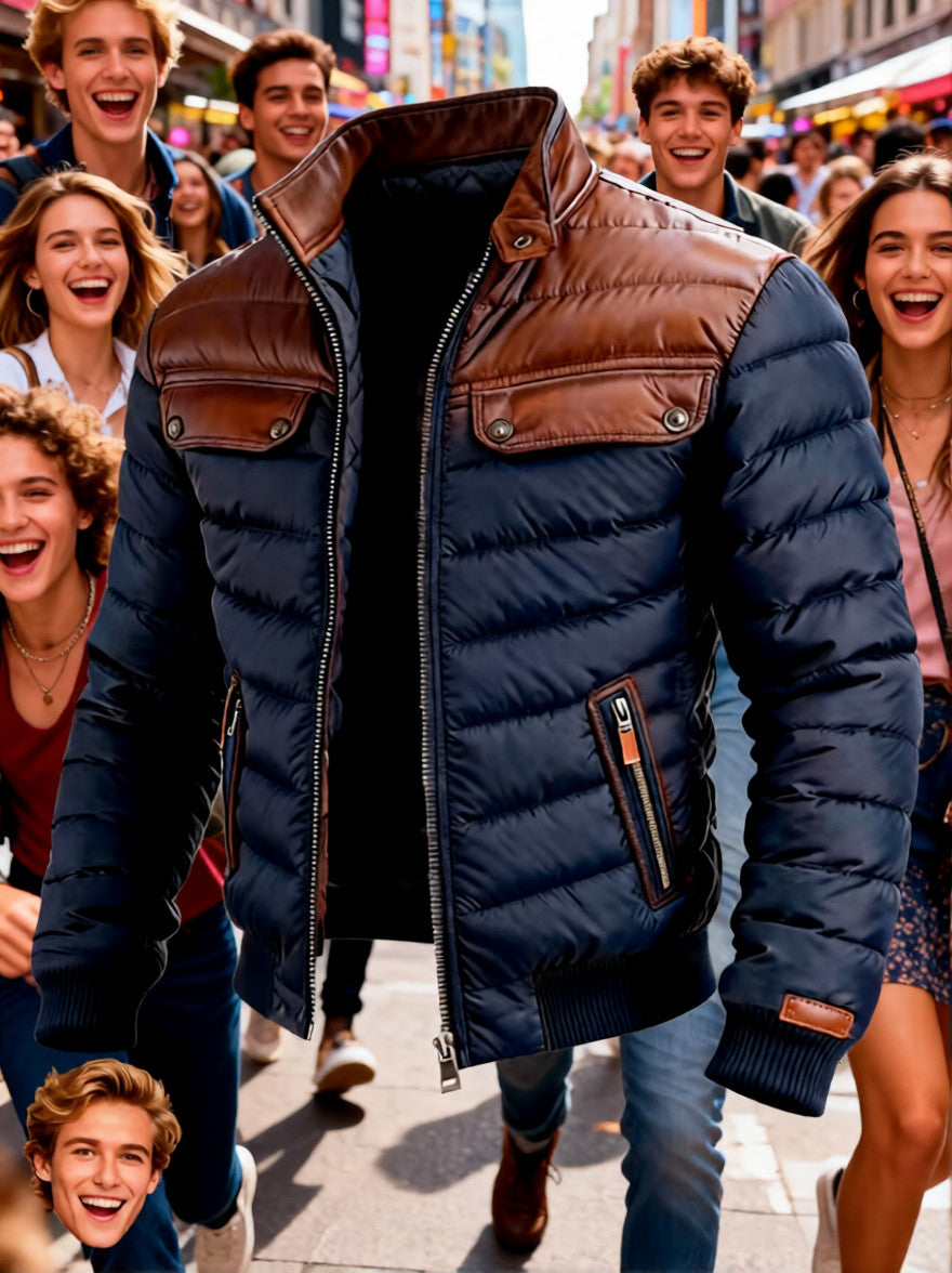 Color-block Cotton Jacket With A Zipper